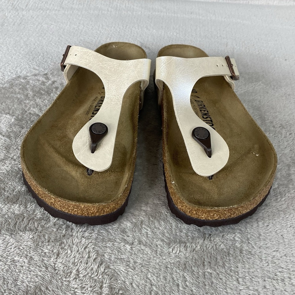 Birkenstock Gizeh Sandals Womens US 6 EU 37 Pearl White Birko Regular Fit NEW - Picture 5 of 10